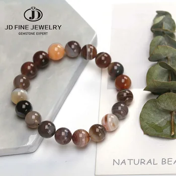 

JD 6/8/10/12 mm Pick Size Natural Stone Persian Gulf Agates Round Beads Bracelet wholesale Dropship Beautiful Gray/Orange Color