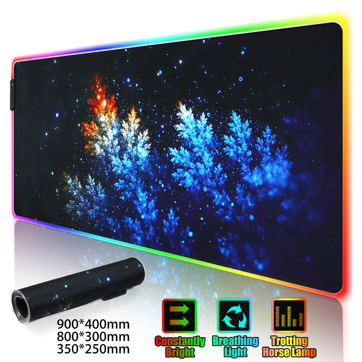 Игровой коврик для мыши со светодиодсветодиодный RGB подсветкой большой игровой с