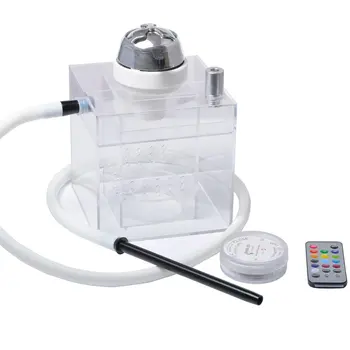 

Transparent Acrylic Hookah Set for Smoking Shishas Water Pipe Hose With Multicolors LED Light for Club Bar Party Accessories