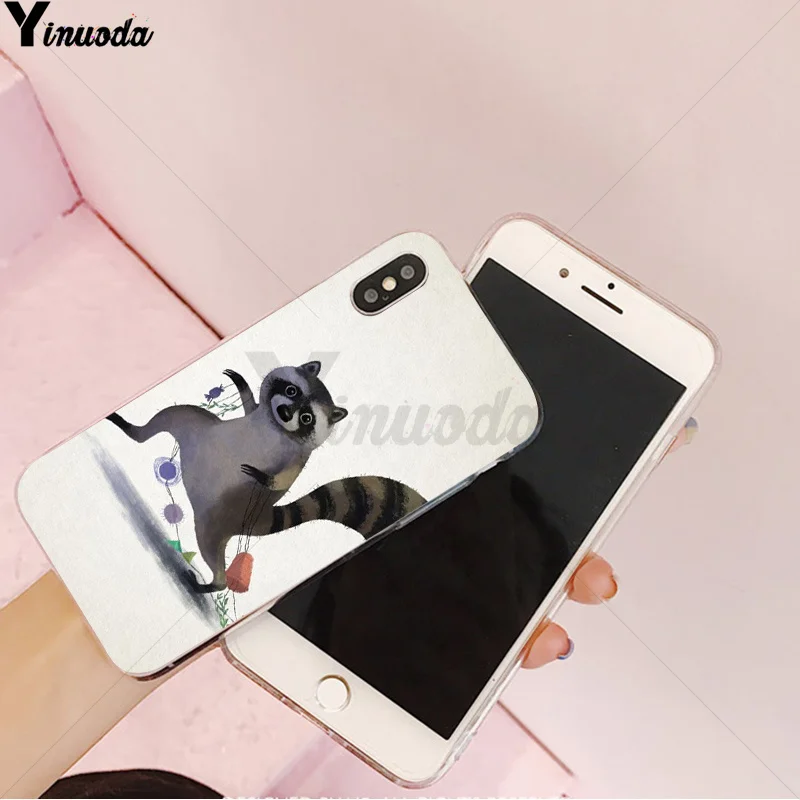 Yinuoda животное енот арт шаблон ТПУ мягкий чехол для мобильного телефона Apple iPhone 8 7 6 6S Plus X XS MAX 5 5S SE XR чехол