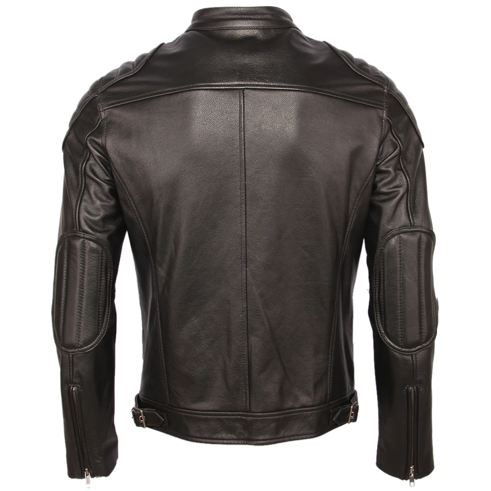 Винтажная мужская куртка из натуральной воловьей кожи, приталенная мотоциклетная куртка, Мужская байкерская куртка на осень M357