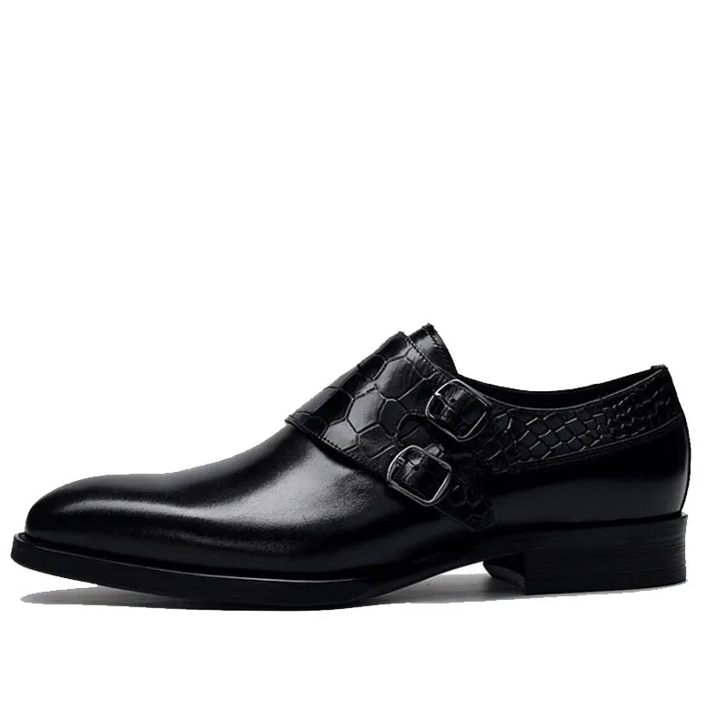 Sipriks/Мужская обувь с двойными ремешками; обувь из натуральной кожи с черной пряжкой; Высококачественная официальная обувь-смокинг; мужская обувь на плоской подошве в европейском стиле