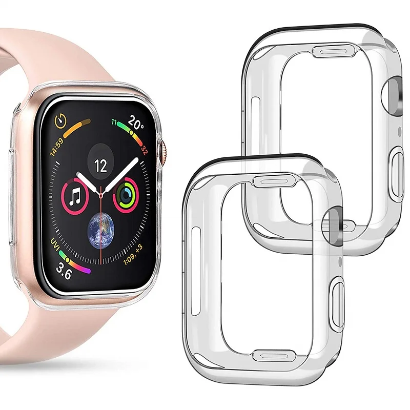100Pcs Case Cover Hoes & 3D Full Cover Tempered Glass Screen Protector for Apple Watch Series 5 40mm 44mm Protective Film