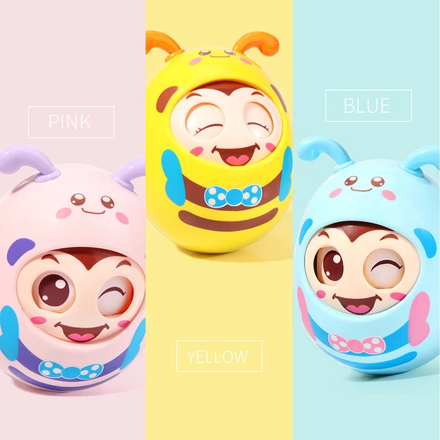 Cute Tumbler Baby Jingle Bells Dolll Blink Eyes Roly-Poly Silicon Teether Toy Fun For Newborns Gift Baby 0-12 Months Toys 6