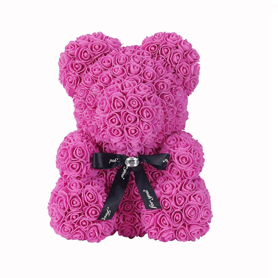 Rose Red bear Горячая Распродажа, подарок на день Святого Валентина, 25 см, красная роза, плюшевый мишка, цветок розы, искусственное украшение, рождественские подарки для женщин, подарок на день Святого Валентина - Цвет: Rose Red bear