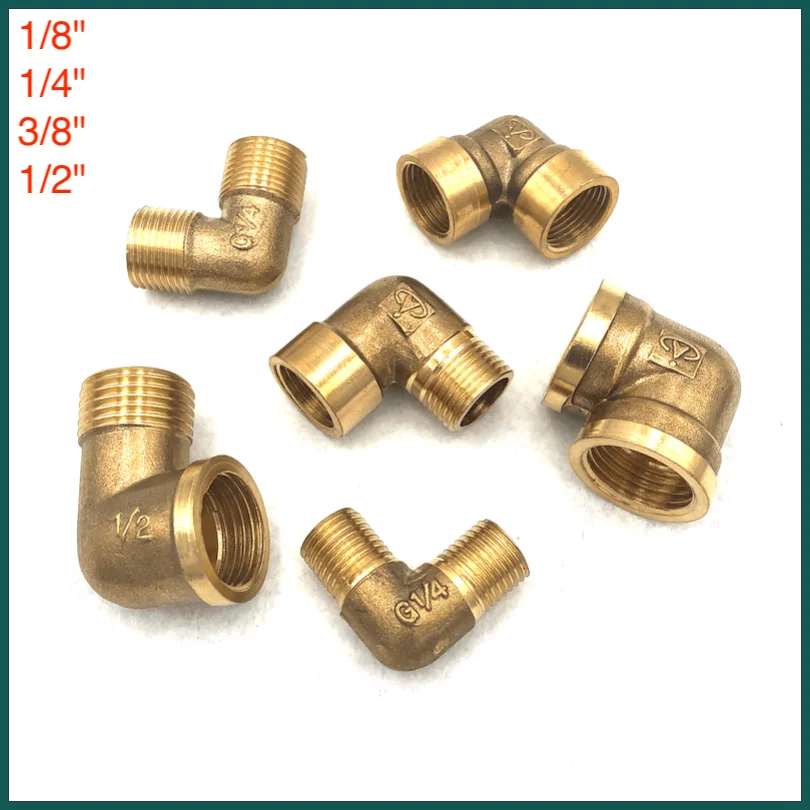 

2-8Pcs/Lot 1/8" 1/4" 3/8" 1/2" Female , Male Thread Brass Elbow Pipe Fitting Connector Coupler For Water Fuel Copper Adapter