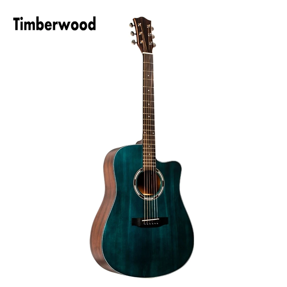 

41 inch Cutaway Guitar Matte finishing Solid Spruce Sapele Acoustic Guitar Green color for Beginner AGT119