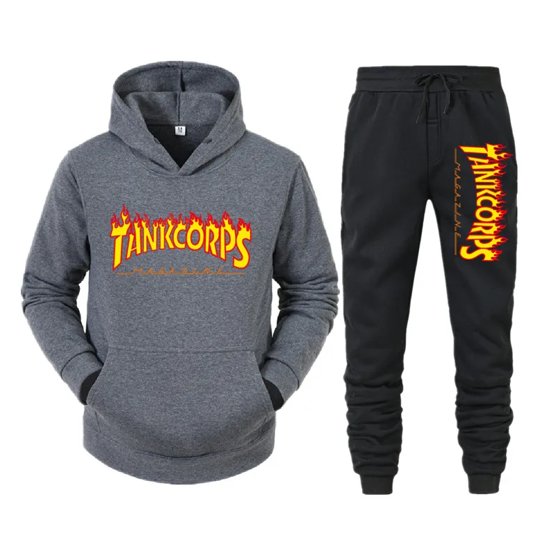 

2020 Casual Tracksuit Men Sets Hoodies And Pants Two Piece Sets Zipper Hooded Sweatshirt Outfit Sportswear Male Suit Clothing