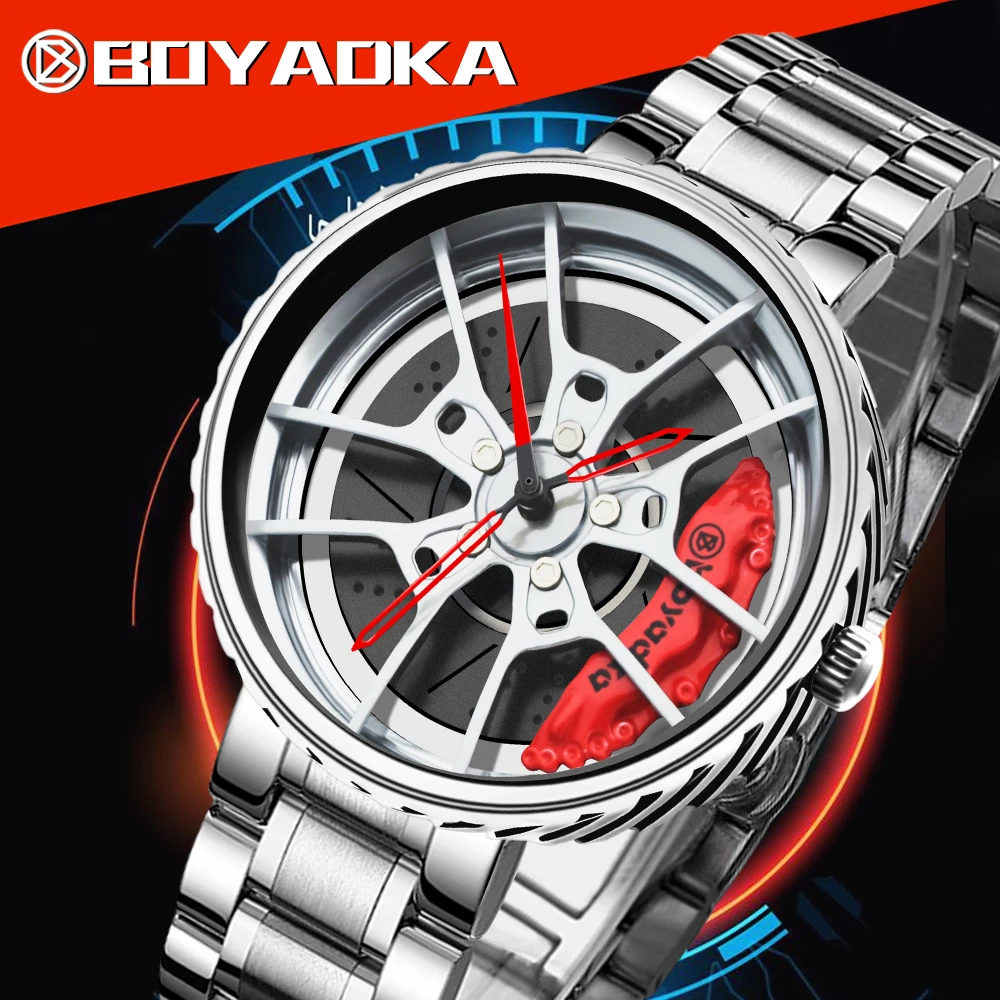 2021 Sports Car Wheel Watch Men Fashion Waterproof Men's Quartz Watches Mesh Strap Rim Hub Watch Racing Men Wristwatch