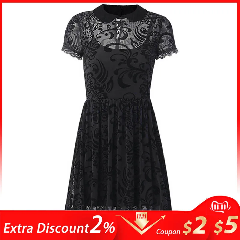 

Rosetic Vintage Gothic Dresses Grunge Punk Patchwork Two Pieces Harajuku Female Dress Transparent Mesh Chic Lolita Girl SexyDres