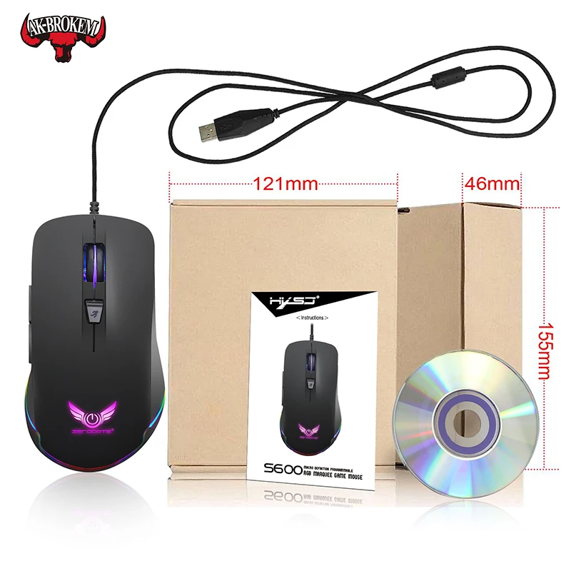 

Wired Gaming Mouse 4800DPI Adjustable program macro definition Professional-Grade Gamer Mice LED Wired Mouse for Computer PC