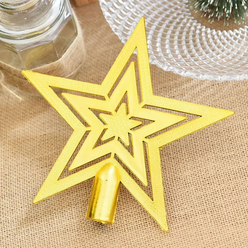 B-Christmas Tree Top 3D Five-point Star Decoration Xmas Tree Topper Home Ornaments Multicolor Christmas Tree Ornament