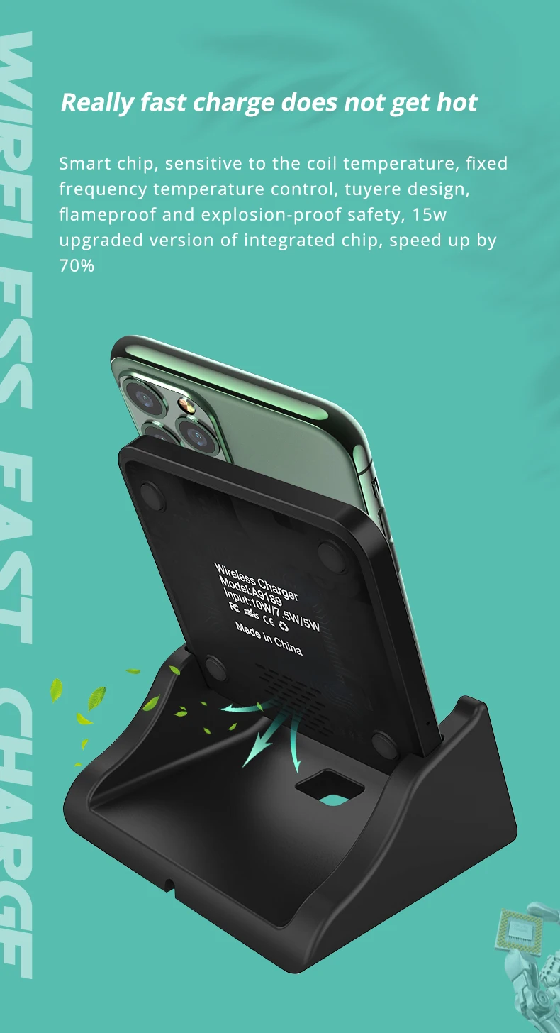 Bonola 10W Qi Wireless Charger RIntelligent Recognition Fast Wireless Charging Stand Pad for XiaomiHuaweiSamsungiPhone Holder (4)