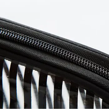 

Zipper Closure Transparent PVC Storage Bag Striped Pattern Waterproof Wash Products Fashion Durable Travel Cosmetic Practical