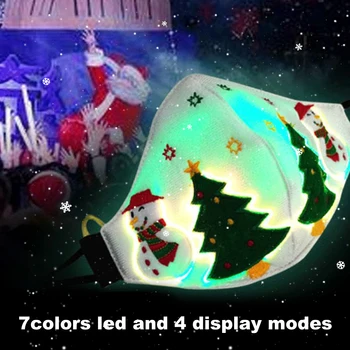 

Christmas 7 Colors Voice Control Led Mask Face Mask with Light,Christmas Decoration USB Rechargeble for Parties Halloween