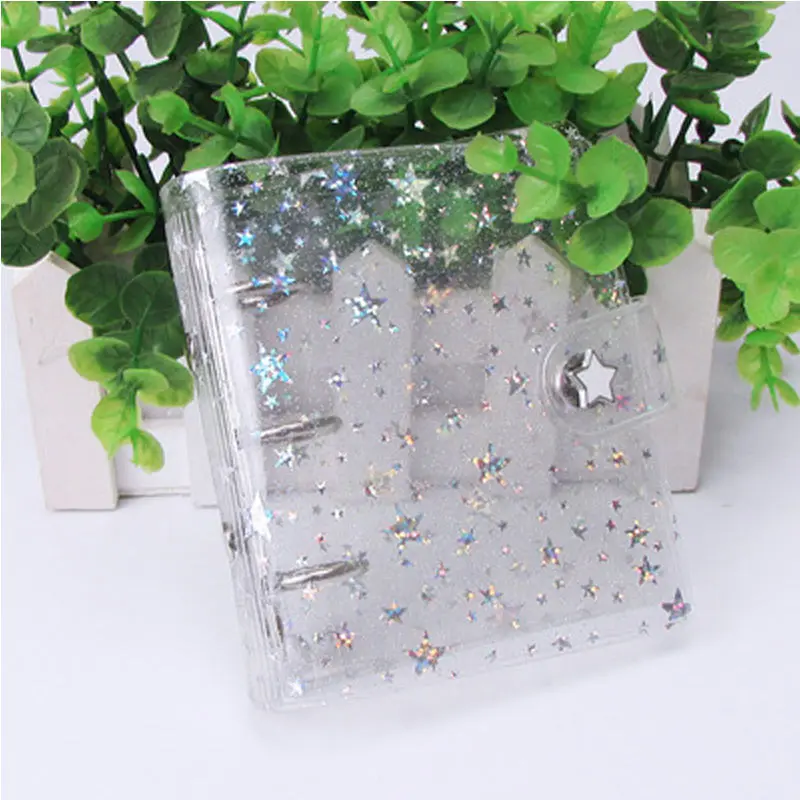 Transparent Star Pink A8 Mini Notebook 3 Hole Planner Binder Spiral Personal  Journal clear Shell