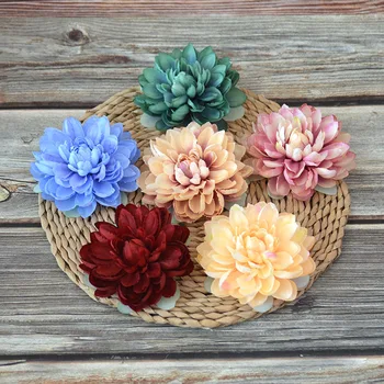

10Pcs Dahlia Head Fake Flower Artificial Flowers Diy Silk Flower Home Decor Flowers for Scrapbooking Wreath on The Head Flowers