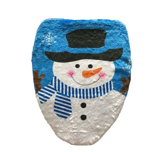 Blue Snow man 3 шт./компл. милые сиденье для унитаза крышка Лось снега Ванная комната туалет ткани шаблон пол ковер для дома рождественские украшения - Цвет: Blue Snow man