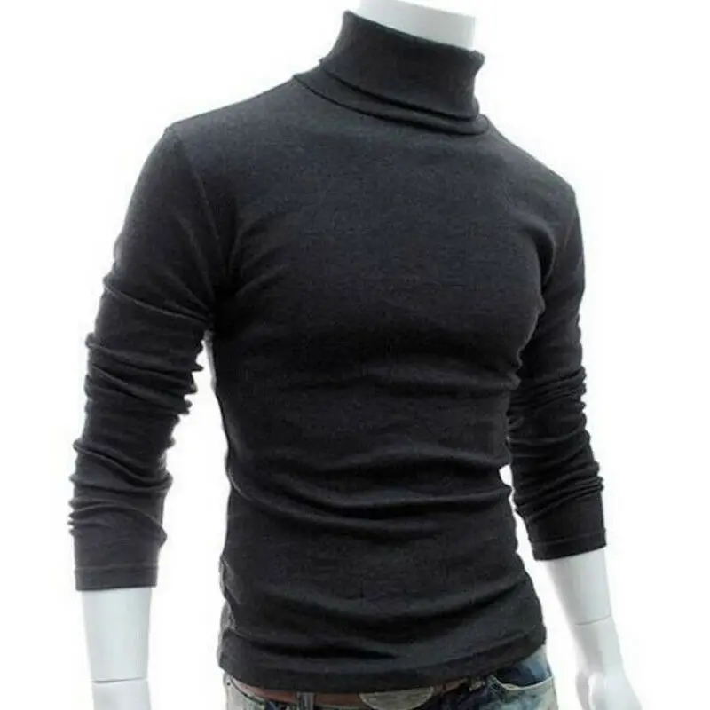 Новинка, осенний свитер с высоким воротом, однотонный черный Мужской пуловер, повседневная спортивная одежда, мужская Трикотажная брендовая одежда в Корейском стиле