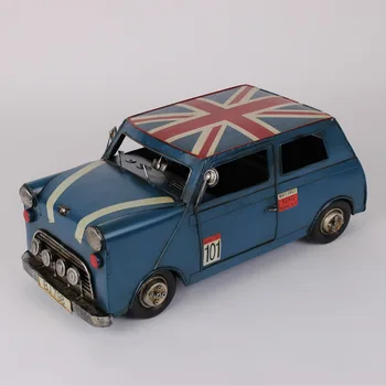 

49x25x23cm King Size Mini Retro Car Model Simulation Tin for Mini Cooper Classic Model Car Decoration Crafts Toys for Children