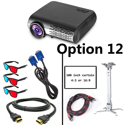 Option 12 Poner Saund M2 6500 люмен светодиодный проектор 1280*800 FULL HD 4K 2K 3D видео Поддержка USB VGA AV Vs M5 10m HDMI штатив настенный кронштейн - Color: Option 12