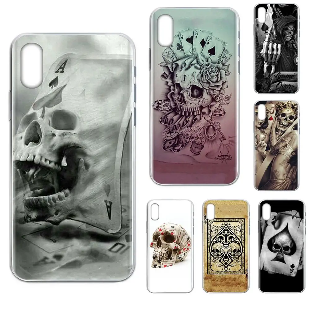 Poker Skull Tatoo Мягкий ТПУ чехол для Samsung Galaxy Note 5 8 9 S3 S4 S5 S6 S7 S8 S9 S10 5G mini Edge Plus Lite |