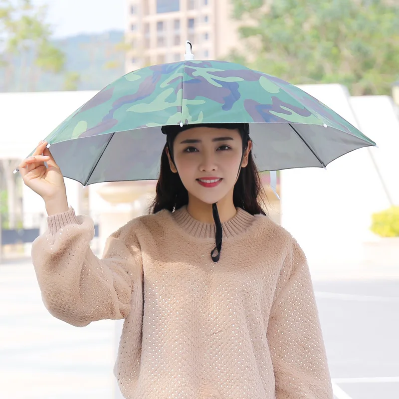 

77cm Sunscreen Windbreak Go Fishing Umbrella Head Wearing Type Umbrella Top Fold Outdoors Go Fishing The Hat Parasol Umbrella