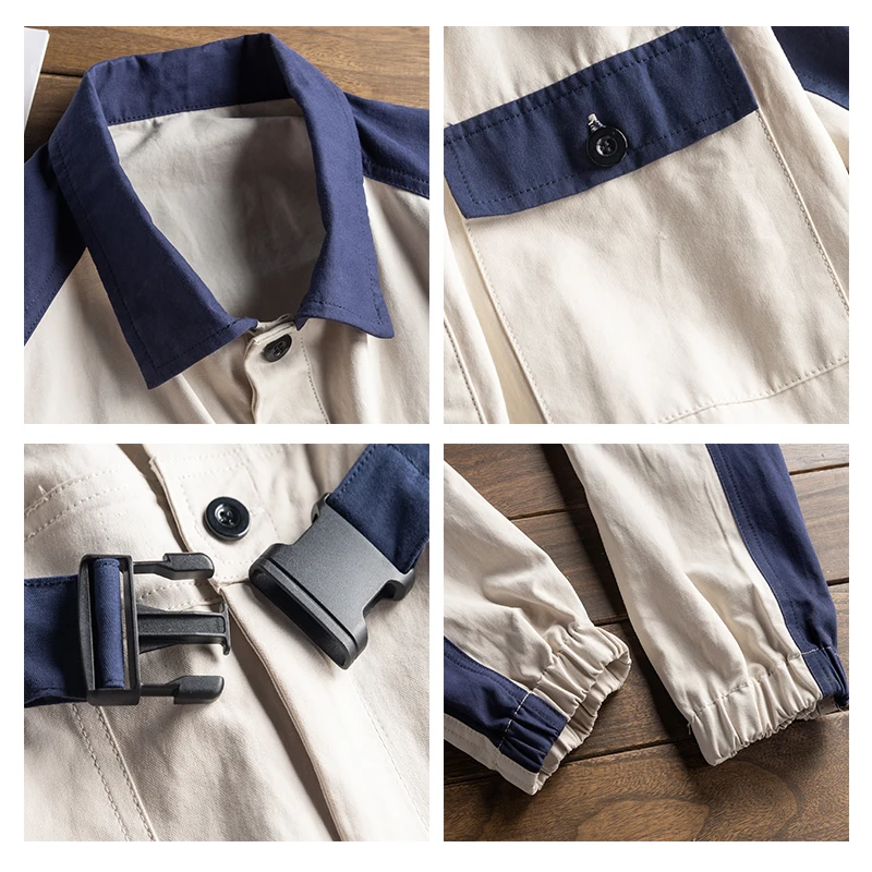 Men's Long Sleeve Jumpsuit Hip Hop Streetwear Men Cotton Bib Overalls Pants with Sashes Pockets Male Casual Workwear Cargo Pants
