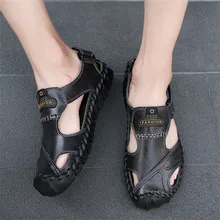 Повседневная обувь; мужские сандалии из искусственной кожи; Летняя мужская обувь; пляжные сандалии; модные мужские уличные сандалии; zapatos de hombre; коллекция 12,3 года