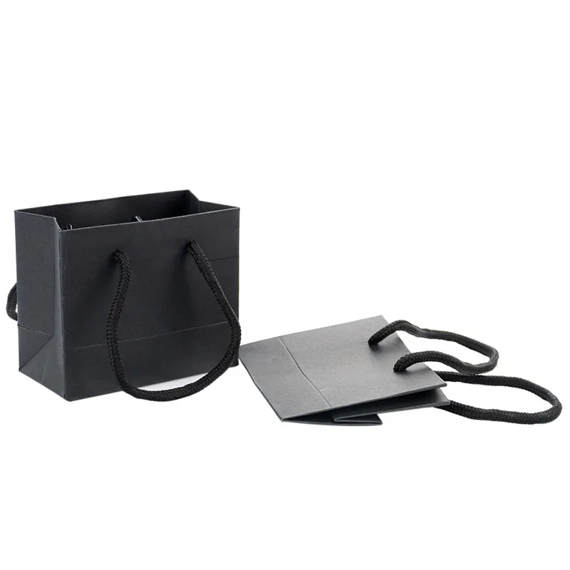 5 шт./лот бумажный подарочный пакет из крафт бумаги черные сумки с ручками