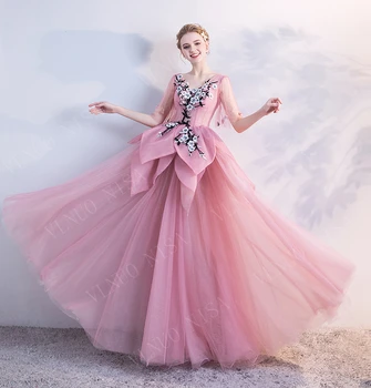 

Vlnuo Nisa Half V-neck Floor-length Ball Gown Tulle Regular Backless Fashionable Stylish Vestido Graduacion Celeste C007