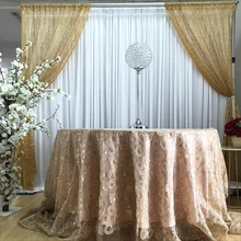 2020 June New Embroidery    Gold Sequin  Table Cloth For Wedding
