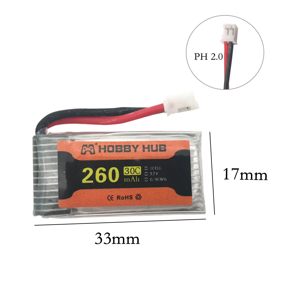 Батарея для JJRC H36 батарея 3,7 V 260mAh для E010 E011 E012 E013 Furibee F36 RC Квадрокоптер части 3,7 v Lipo батарея