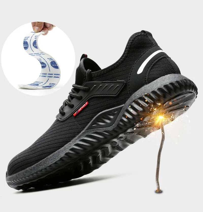 Breathable Safety Shoes Men's Work Boots Steel Toe Cap Puncture-Proof Indestructible Security Shoes Light Comfortable Sneakers