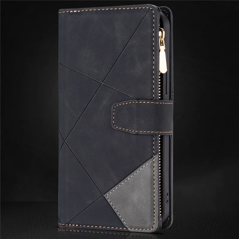 Luxury Leather Zipper Case for iPhone 13 12 11 Pro Max XS XR 7 8 Plus SE 2020 6 6S Mini Wallet Cover Multi Card Slots Phone Bag