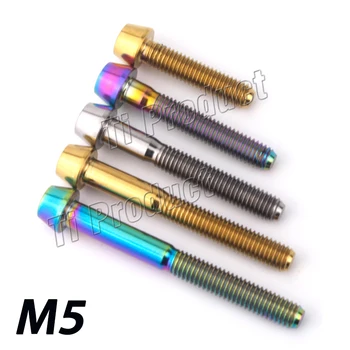 

1Pcs M5 Bolt Titanium Bolt M5x 10 12 16 18 20 22 25 30 35 40 45 50mm Allen Key Taper Head Screw for Bicycle Stem Seatpost