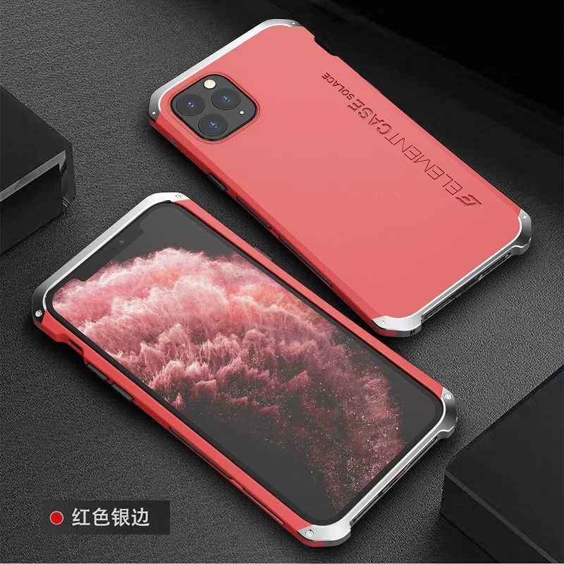 Red silver Металлический Алюминиевый Чехол Bumber для iphone 11, чехол-гибрид, задняя крышка из поликарбоната для iphone 11 pro max, чехол, противоударный чехол, Fundas - Цвет: Red silver