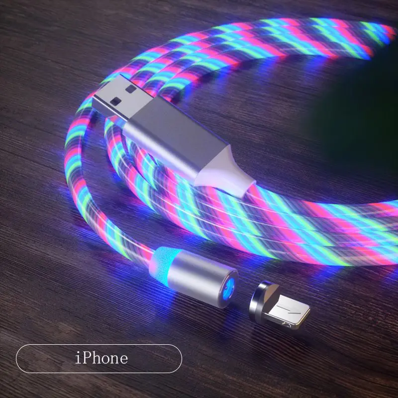 Магнитный светодиодный кабель Micro USB для зарядки мобильного телефона type-c, зарядная Зарядка для iPhone, магнитное зарядное устройство usb type C - Название цвета: Style 3