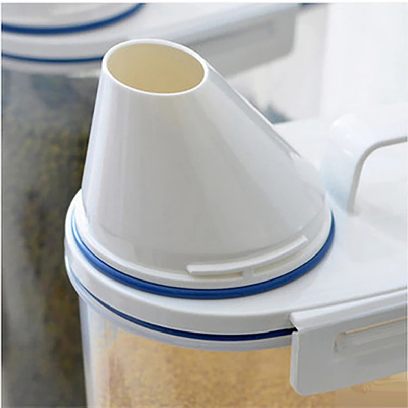 1Pc Sealed Cereal Insect-Proof Rice Bucket with Measuring Cup Transparent Rotary Food Moistureproof Tank Kitchen Storage Box 2KG 6