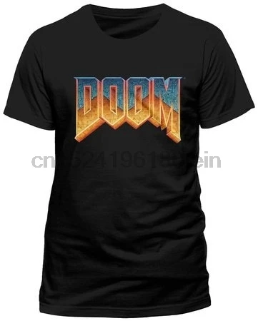 Мужская черная футболка Doom с градиентным логотипом видеоигры модная унисекс