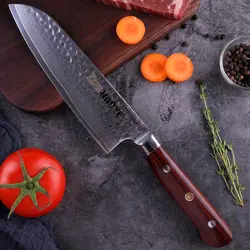 7 дюймов Дамасская сталь нож сантоку японский vg10 многоцелевой кухонные ножи молотая отделка с палисандр ручкой суши мясо