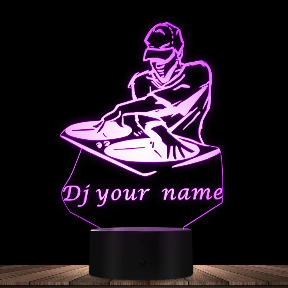 Disco DJ LED Night Light Creative Table Lamp DJ Turntable Personalised Custom Your Name Music Club Party Decorative Lighting