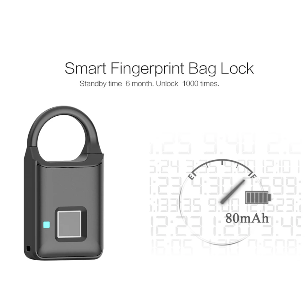 Биометрический USB Перезаряжаемый БЕСКЛЮЧЕВОЙ дорожный защитный багаж дверной умный замок портативный рюкзак Противоугонный замок с отпечатком пальца