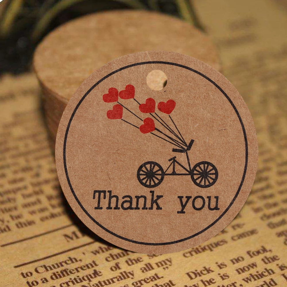 100 шт. спасибо с красным сердцем подарочные бирки ценовая этикетка сделай сам