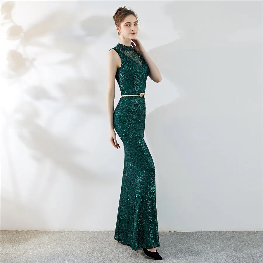 Длинное вечернее платье размера плюс Robe De Soiree DX280-1, сексуальное тонкое вечернее платье русалки для женщин, элегантные вечерние платья с блестками