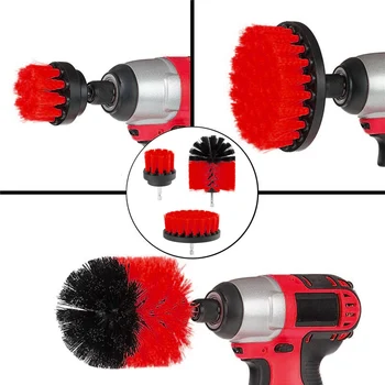 

Tiles Brush Showers Equipment 3pcs Set Bathroom Cleaning Kit Accessory Nylon Red