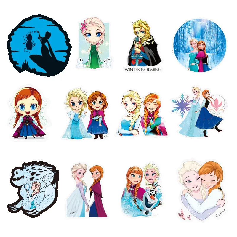 Disney Elsa Snow Whitel Princess Sticker For Kids Luggage Skateboard