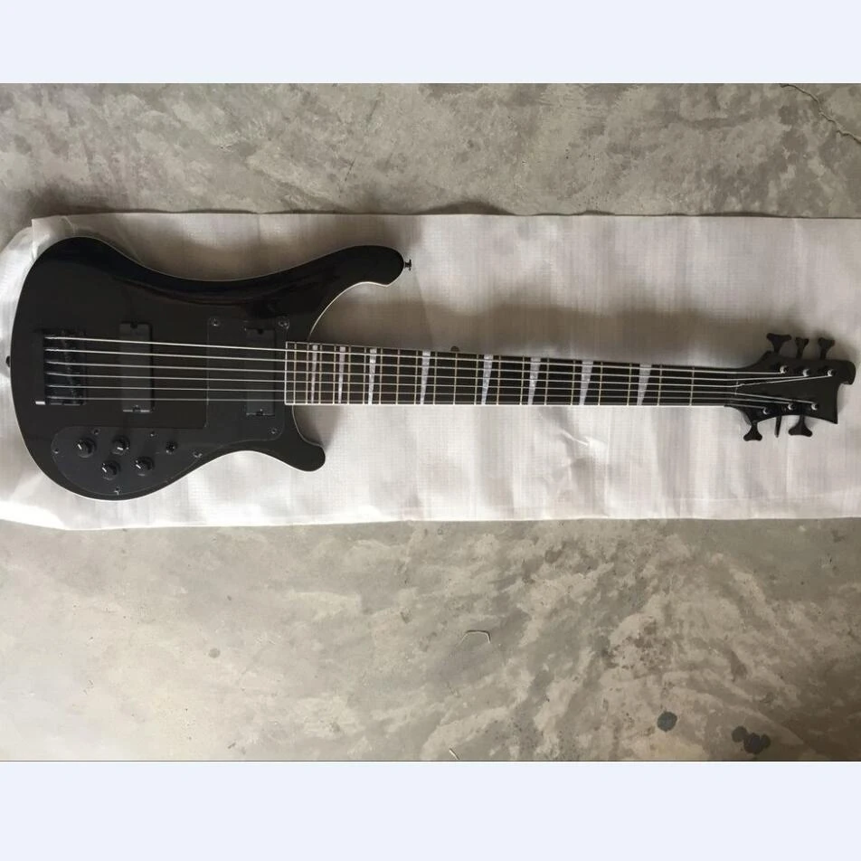 All Black Rickenback 4003 Fireglo Electric Bass 6 Strings Ricken Bass Shark Fretboard Inlays Free Shipping Guitar Aliexpress