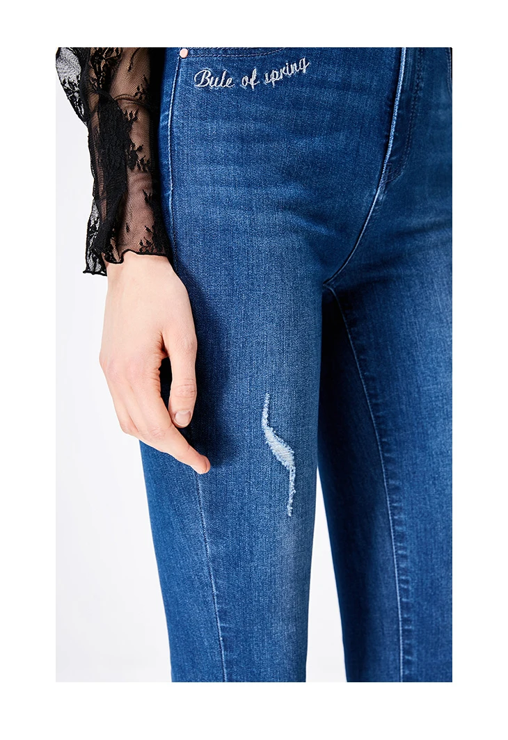 Только 2019 весна лето новые женские с высокой посадкой обтягивающие укороченные джинсы | 119132541