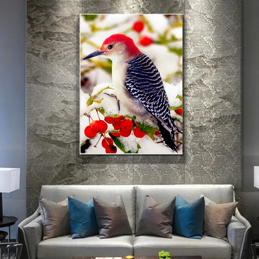 Huacan новая Алмазная вышивка птица Алмазная картина Полная площадь прибытие Зимние Стразы для украшения дома фотографии